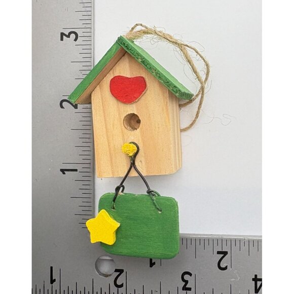 Handcrafted Wooden Birdhouse Christmas Tree Ornament Heart Star Accent - Picture 4 of 7